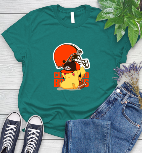 NFL Pikachu Football Sports Cleveland Browns Women's T-Shirt 12