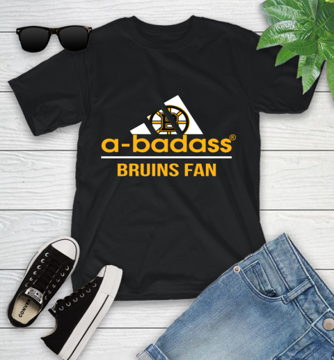 NHL A Badass Boston Bruins Fan Adidas Hockey Sports Youth T-Shirt