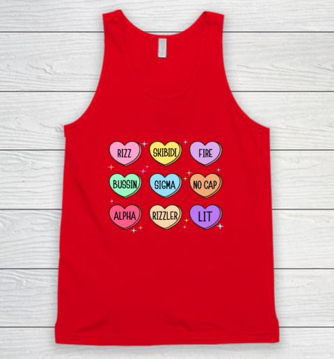 Skibidi Valentine's Day Candy Heart Funny Valentine Rizz Tank Top 4