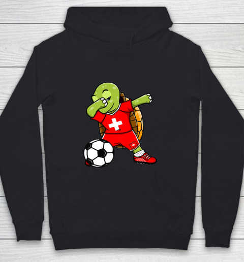 Dabbing Turtle Switzerland Soccer Fans Jersey Swiss Football Youth Hoodie
