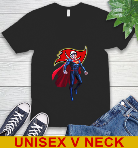 NFL Superman DC Sports Football Tampa Bay Buccaneers V-Neck T-Shirt 2