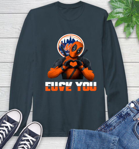 MLB New York Mets Deadpool Love You Fuck You Baseball Sports Long Sleeve T-Shirt 9