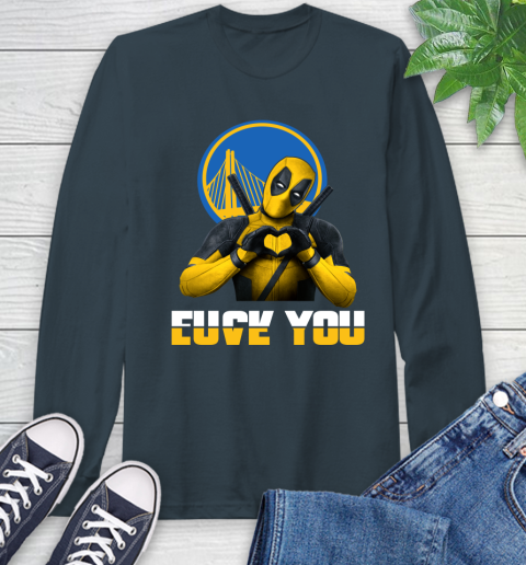 NBA Golden State Warriors Deadpool Love You Fuck You Basketball Sports Long Sleeve T-Shirt 9