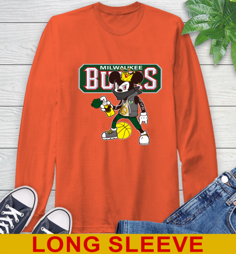 Milwaukee Bucks NBA Basketball Mickey Peace Sign Sports Long Sleeve T-Shirt 5