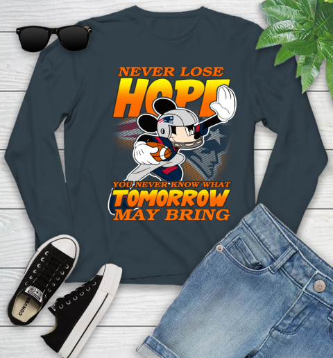 New England Patriots NFL Football Mickey Disney Never Lose Hope Youth Long Sleeve 9