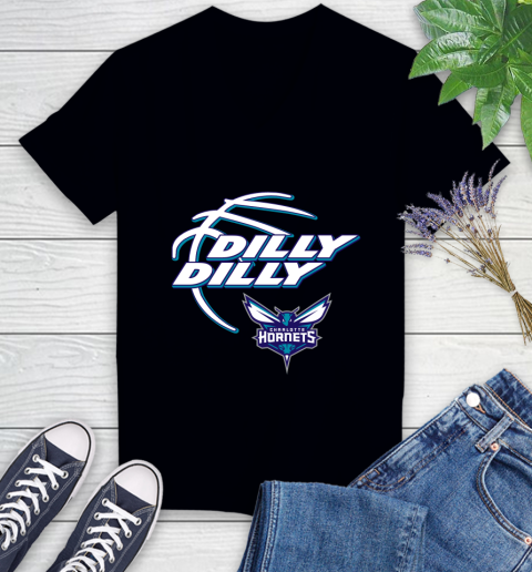 NBA Charlotte Hornets Dilly Dilly Basketball Sports Women's V-Neck T-Shirt 2