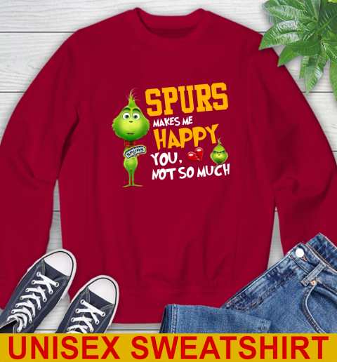 NBA San Antonio Spurs Makes Me Happy You Not So Much Grinch Basketball Sports Sweatshirt 9