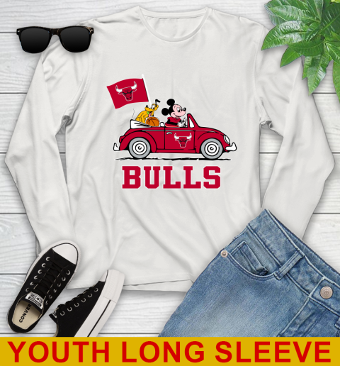 NBA Basketball Chicago Bulls Pluto Mickey Driving Disney Shirt Youth Long Sleeve 12