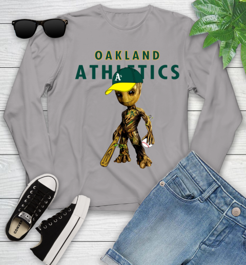 MLB Oakland Athletics Groot Guardians Of The Galaxy Baseball Youth Long Sleeve 5