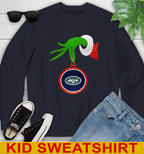 New York Jets Grinch Merry Christmas NFL Football Youth Sweatshirt 3