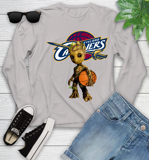 Cleveland Cavaliers NBA Basketball Groot Marvel Guardians Of The Galaxy Youth Long Sleeve 12