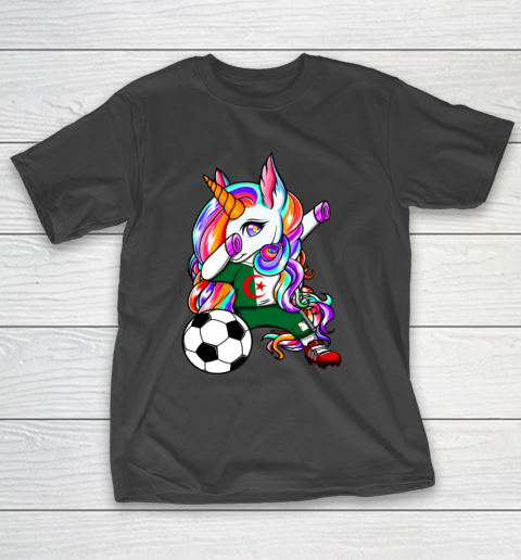 Dabbing Unicorn Algeria Soccer Fans Jersey Algerian Football T-Shirt 14