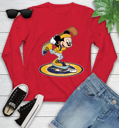 NHL Hockey Nashville Predators Cheerful Mickey Disney Shirt Youth Long Sleeve 11