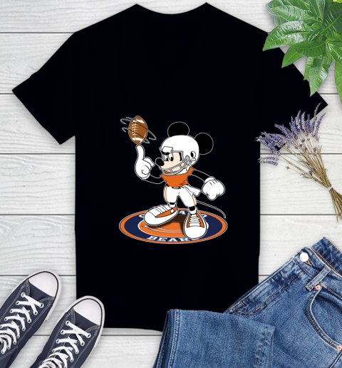 NFL Football Chicago Bears Cheerful Mickey Disney Shirt Women's V-Neck T-Shirt