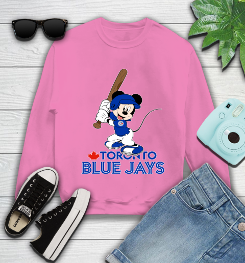 MLB Baseball Toronto Blue Jays Cheerful Mickey Mouse Shirt Youth Sweatshirt 6