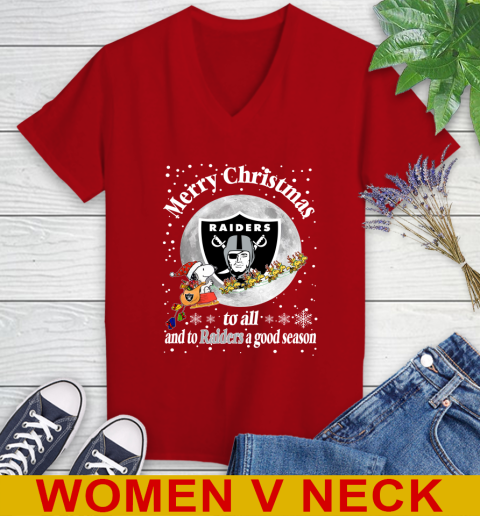 Oakland Raiders Merry Christmas To All And To Raiders A Good Season NFL Football Sports Women's V-Neck T-Shirt 10