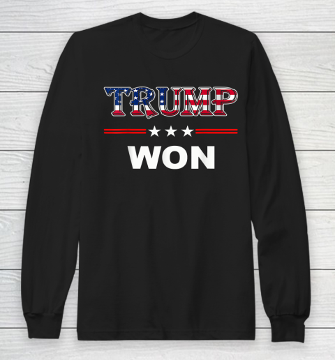 Trump Won T Shirt 4th of July American Flag Long Sleeve T-Shirt
