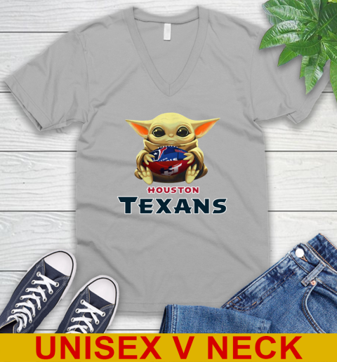 NFL Football Houston Texans Baby Yoda Star Wars Shirt V-Neck T-Shirt 4