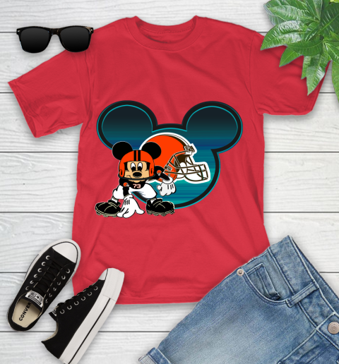 NFL Cleveland Browns Mickey Mouse Disney Football T Shirt Youth T-Shirt 22