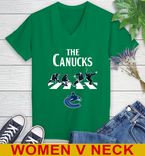 NHL Hockey Vancouver Canucks The Beatles Rock Band Shirt Women's V-Neck T-Shirt 5