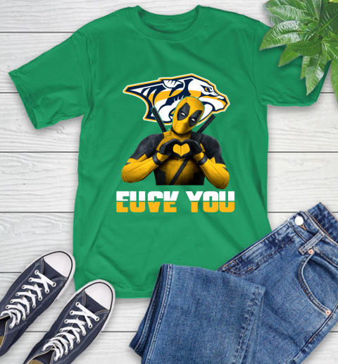 NHL Nashville Predators Deadpool Love You Fuck You Hockey Sports T-Shirt 7