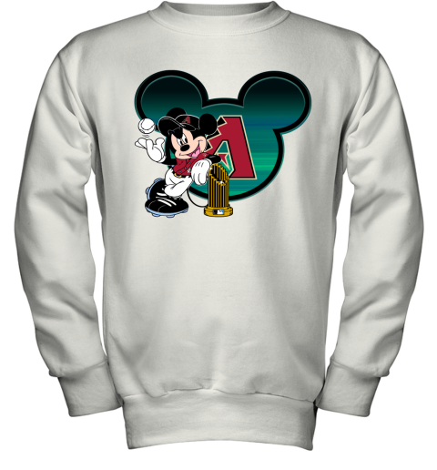 MLB Arizona Diamondbacks The Commissioner's Trophy Mickey Mouse Disney Baseball T Shirt SzyFm3J9sC7 youth sweatshirt 47 95 151514 front white