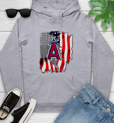 Los Angeles Angels MLB Baseball American Flag Youth Hoodie 6