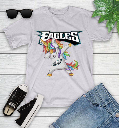 Philadelphia Eagles NFL Football Funny Unicorn Dabbing Sports Youth T-Shirt 4