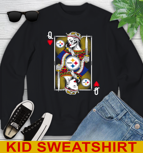 NFL Football Pittsburgh Steelers The Queen Of Hearts Card Shirt Youth Sweatshirt