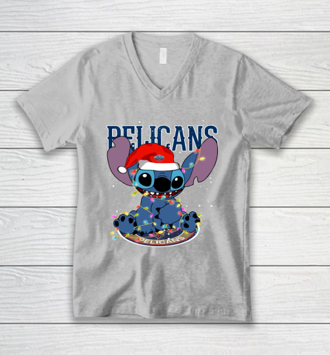 New Orleans Pelicans NBA noel stitch Basketball Christmas V-Neck T-Shirt 2