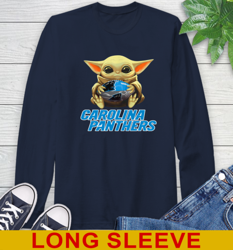 NFL Football Carolina Panthers Baby Yoda Star Wars Shirt Long Sleeve T-Shirt 4