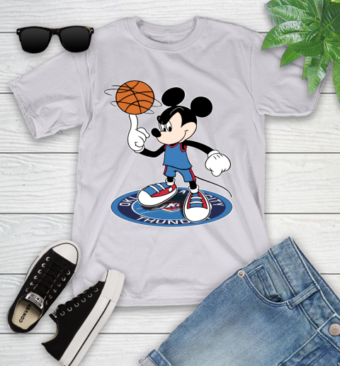 NBA Basketball Oklahoma City Thunder Cheerful Mickey Disney Shirt Youth T-Shirt 4