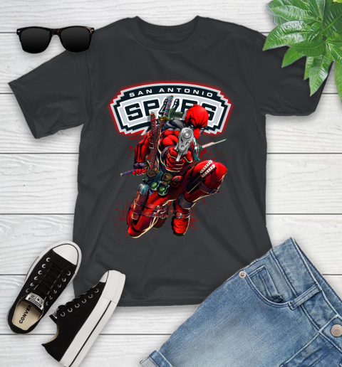 NBA Deadpool Marvel Comics Sports Basketball San Antonio Spurs Youth T-Shirt 2