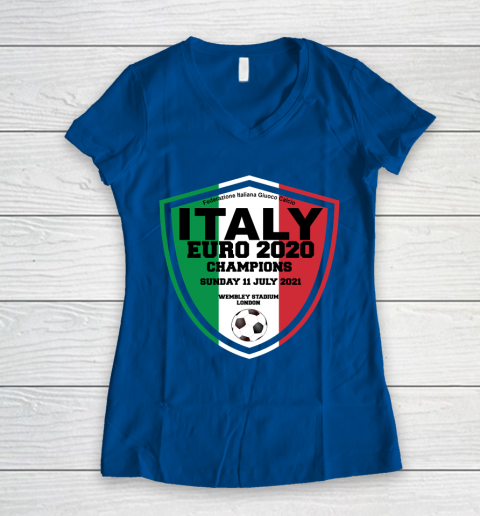 Italy Football Italian Football Forza Italia Champions Euro 2020 Women's V-Neck T-Shirt 7