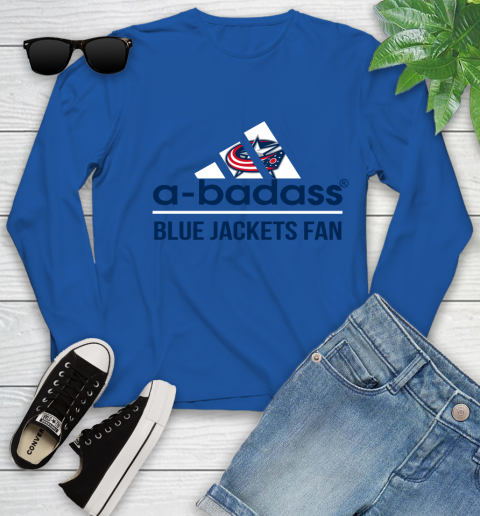NHL A Badass Columbus Blue Jackets Fan Adidas Hockey Sports Youth Long Sleeve 10