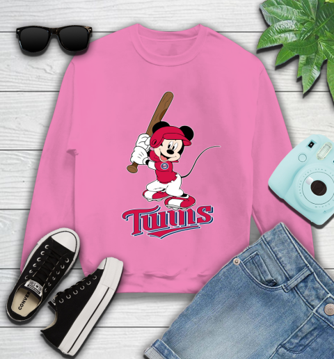 MLB Baseball Minnesota Twins Cheerful Mickey Mouse Shirt Youth Sweatshirt 6
