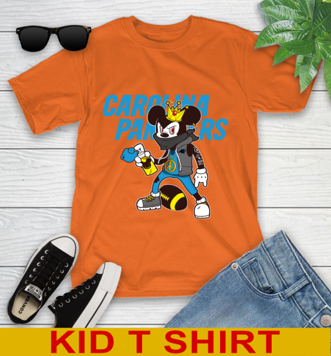 Carolina Panthers NFL Football Mickey Peace Sign Sports Youth T-Shirt 7