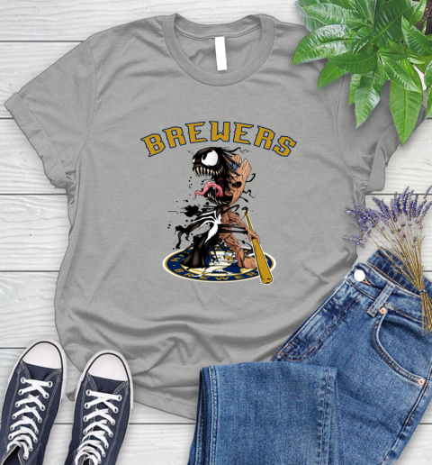MLB Milwaukee Brewers Baseball Venom Groot Guardians Of The Galaxy Women's T-Shirt 10