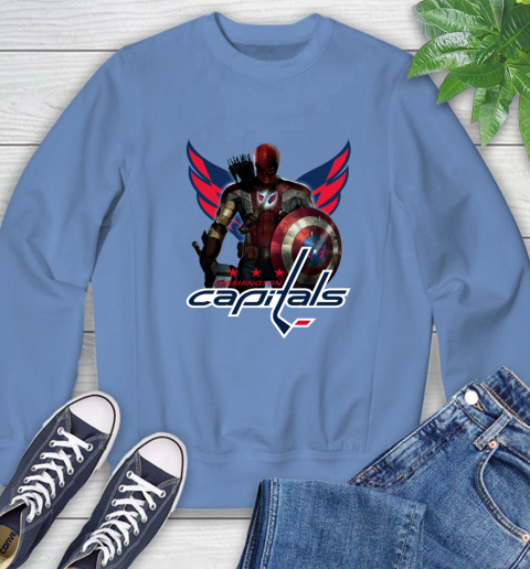 NHL Captain America Thor Spider Man Hawkeye Avengers Endgame Hockey Washington Capitals Sweatshirt 11