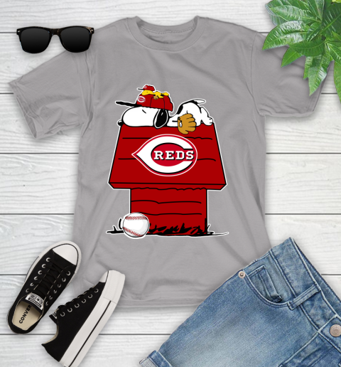MLB Cincinnati Reds Snoopy Woodstock The Peanuts Movie Baseball T Shirt Youth T-Shirt 4