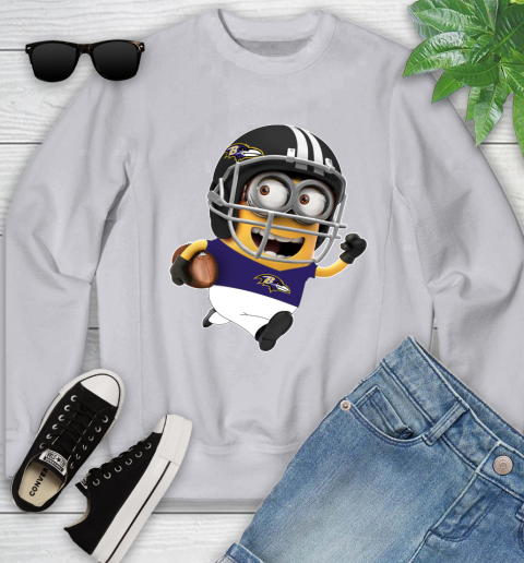 NFL Baltimore Ravens Minions Disney Football Sports Youth Sweatshirt 4