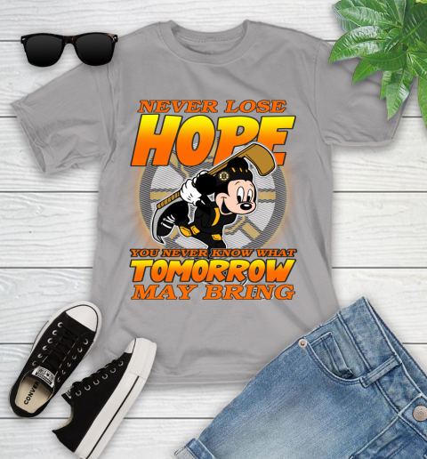 Boston Bruins NHL Hockey ootball Mickey Disney Never Lose Hope Youth T-Shirt 4
