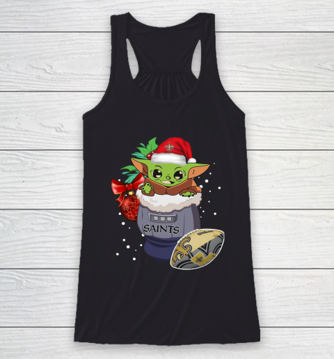 New Orleans Saints Christmas Baby Yoda Star Wars Funny Happy NFL Racerback Tank