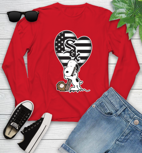 Chicago White Sox MLB Baseball The Peanuts Movie Adorable Snoopy Youth Long Sleeve 11