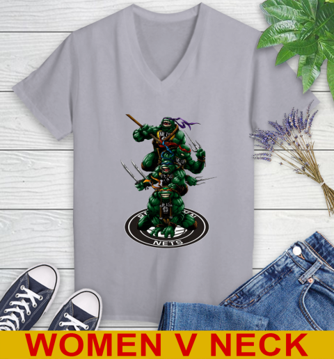 NBA Basketball Brooklyn Nets Teenage Mutant Ninja Turtles Shirt Women's V-Neck T-Shirt 5