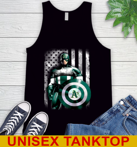 Oakland Athletics MLB Baseball Captain America Marvel Avengers American Flag Shirt Tank Top