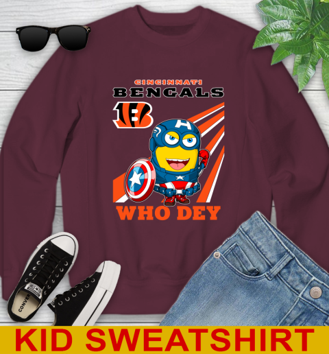 NFL Football Cincinnati Bengals Captain America Marvel Avengers Minion Shirt Youth Sweatshirt 4