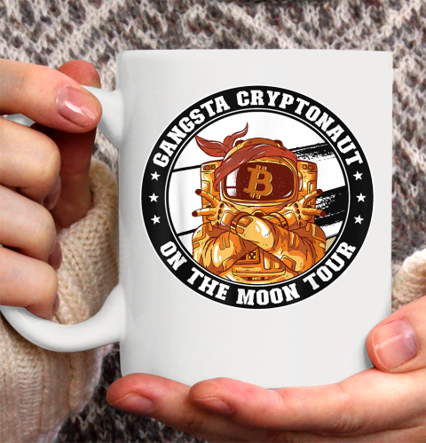 Dogecoin Bitcoin GANGSTA CRYPTONAUT  ON THE MOON TOUR Ceramic Mug 11oz