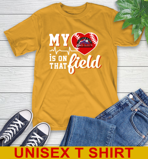 MLB My Heart Is On That Field Baseball Sports Colorado Rockies T-Shirt 2