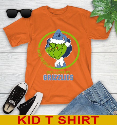 Memphis Grizzlies NBA Christmas Grinch I Hate People But I Love My Favorite Basketball Team Youth T-Shirt 7